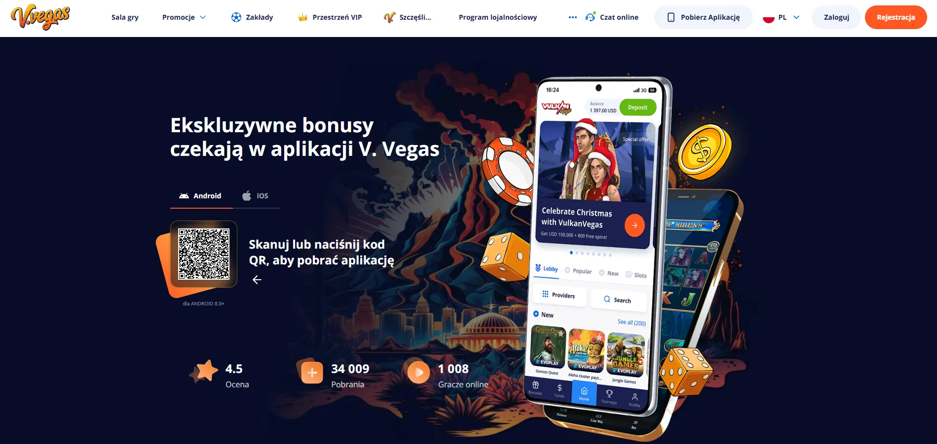 Vulkan Vegas — aplikacja mobilna Android i iOS