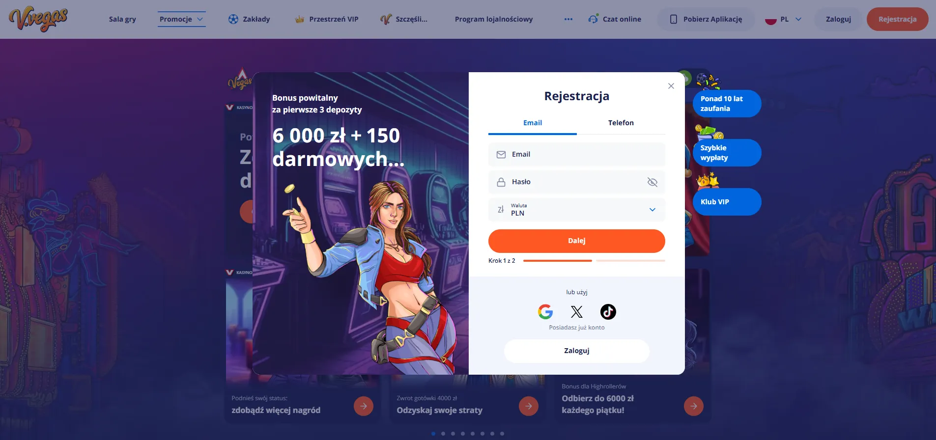 Vulkan Vegas PL — rejestracja i logowanie krok po kroku